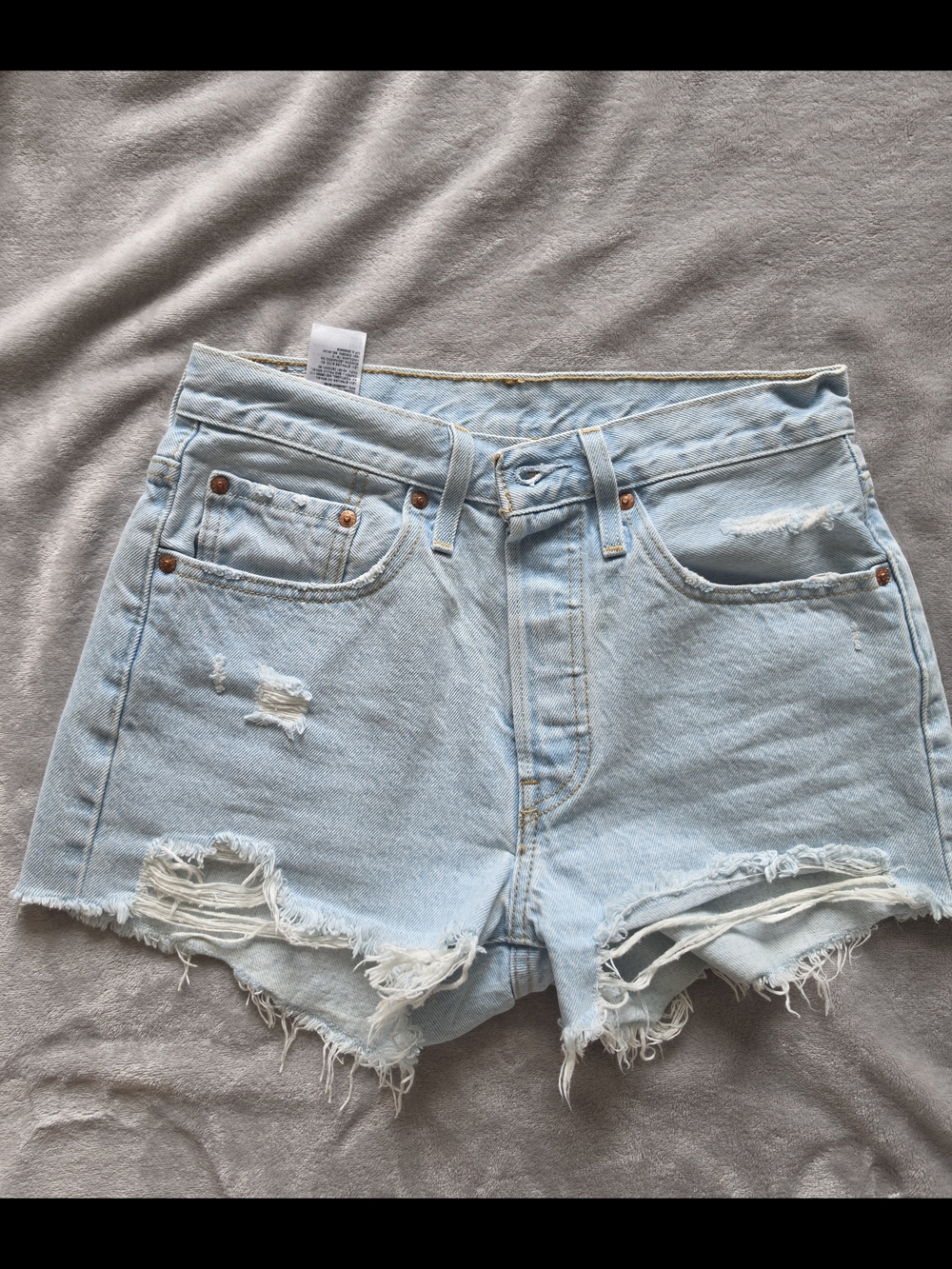 Levi's Light Blue Distressed 501 Short